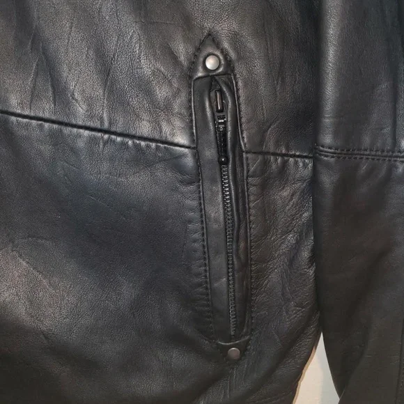 Mens Premium Black Cafe Racer Lambskin Leather Jacket - Picture 5 of 16
